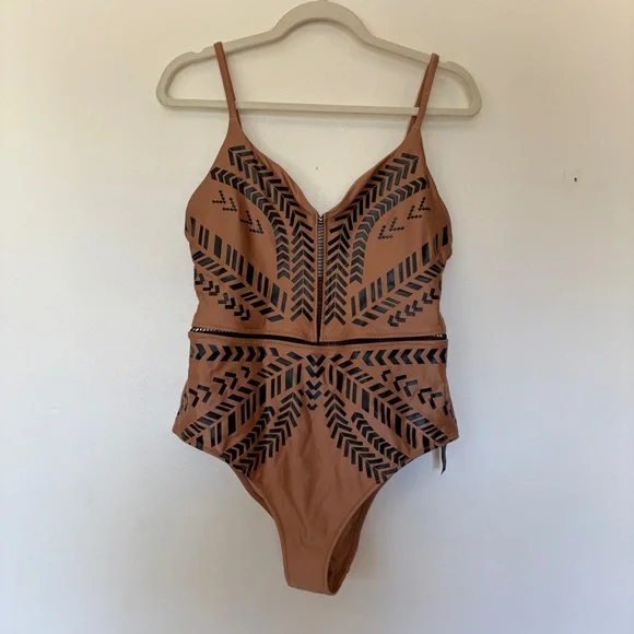 Biliblond Kim One Piece Swimsuit Gold Black XL Straps Cheeky - Picture 3 of 16